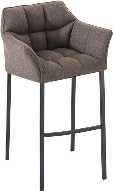 DELUKE Barhocker GIBEL Stoff Grau mit Lehne, Barstuhl mit Metallgestell, B/T/H: 64 x 48 x 110 cm - Bild 1