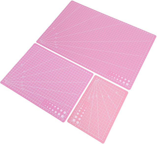 3er-Set rutschfeste Schneidematten aus PVC in Pink für Basteln und Nähen, Größen A3, A4 und A5 - Bild 1
