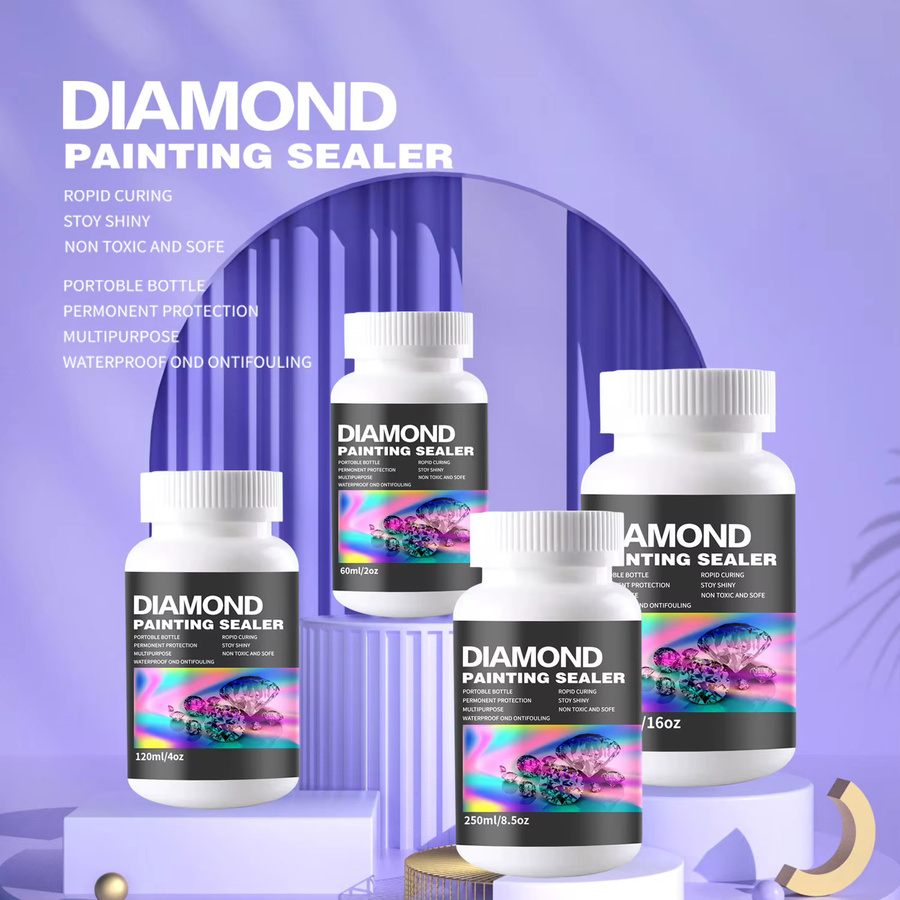 Diamant-Malerei-Versiegelungs-Set mit 3 Pinseln und Puzzle-Kleber für Erwachsene, 480 ml - Bild 2