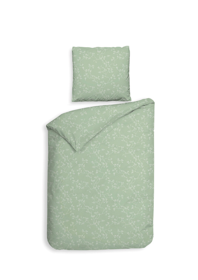 Heckett & Lane Flanell Bettwäsche Alloro Laurel Green mit Miniblättern, Farbe: Grün, B/H: 135 x 200 cm und 80 x 80 cm - Bild 1