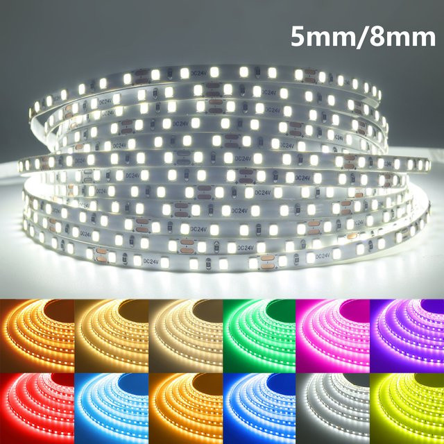 XUNATA RGB LED-Streifen SMD 2835 mit 120 LEDs/m, Multicolour, Flexibles Band für 12V oder 24V - Bild 1