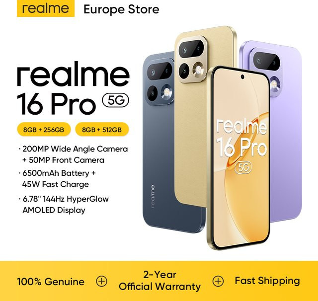 realme 16 Pro 5G Smartphone mit 256GB Speicher, 6,78 Zoll 144Hz AMOLED Display, 200MP OIS Kamera, 6500mAh Akku und NFC in Grau - Bild 1