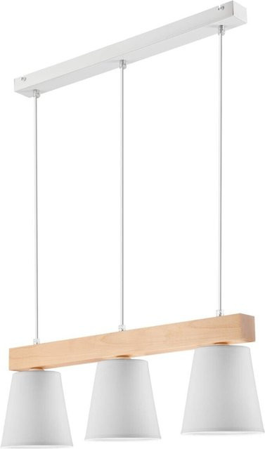 Lamkur Hängeleuchte in Weiß aus Holz und Stahl mit E27 Fassung, B/H/T: 25 x 30 x 70 cm - Bild 1