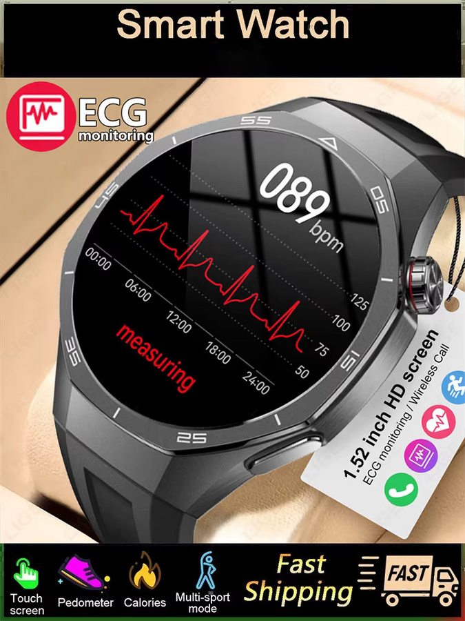 LIGE Smartwatch für Herren in Schwarz mit EKG-Monitor, Bluetooth-Anruf und Musiksteuerung - Bild 7