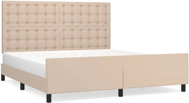 vidaXL Bettgestell mit Kopfteil aus Kunstleder in Cappuccino-Braun, B/T/H: 180 x 200 x 128 cm - Bild 1