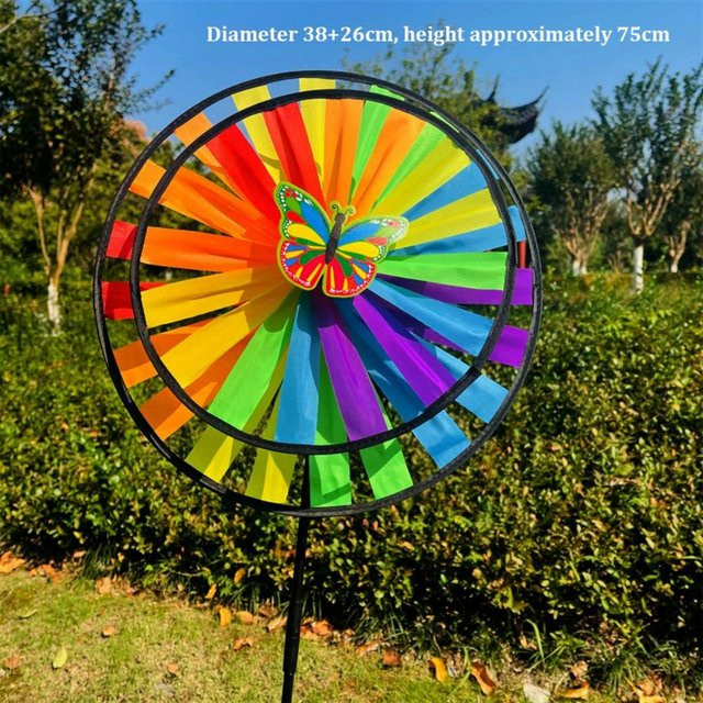 Fashnics Buntes Laser-Windrad aus PVC, Doppellagig und Farbwechselnd in Orange und Multicolour - Bild 1