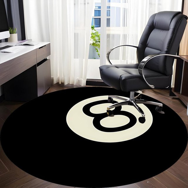 Rouxin one Billardkugel Teppich in Schwarz, runder und rutschfester Büro-Teppich aus Polyester, maschinenwaschbar, Durchmesser: 100 cm - Bild 1