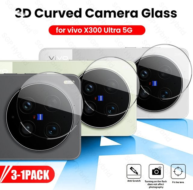 3er-Set X300Ultra 3D Klarglas-Kameraschutzfolie für vivo X300 Ultra 5G mit 9H Objektivschutz in Transparent - Bild 1