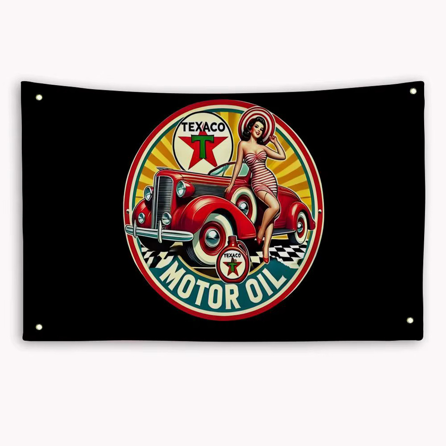 Dekorative T-Texaco Flagge in Weiß und Multicolour für Wand und Garten im Retro-Design - Bild 5