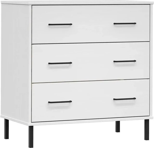 vidaXL Sideboard OSLO aus Massivholz mit 3 Schubladen, Weiß, B/T/H: 77 x 40 x 79,5 cm - Bild 1