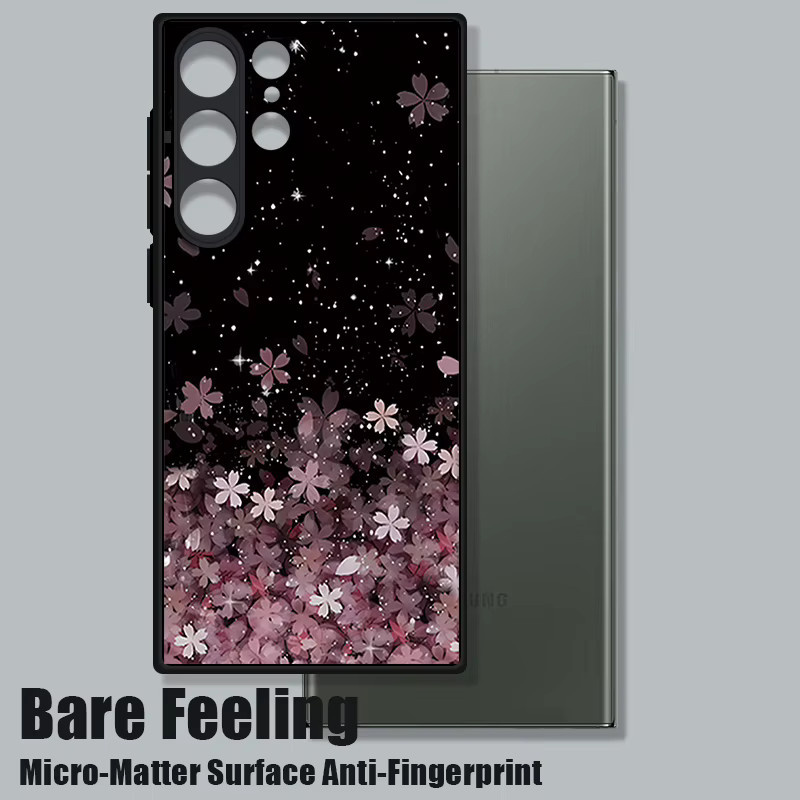 Magnetische Handyhülle mit Kirschblüten-Print für Samsung Galaxy S26 S25 S24 S23 S22 Ultra und S25 FE, MagSafe kompatibel, matt, Schwarz/Mehrfarbig - Bild 2