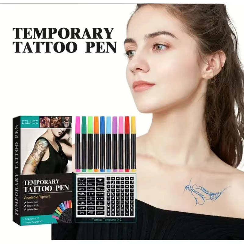 VERONNI Temporäres Haut-Tattoo-Stift-Set, 10 Farben, Unisex - Bild 4