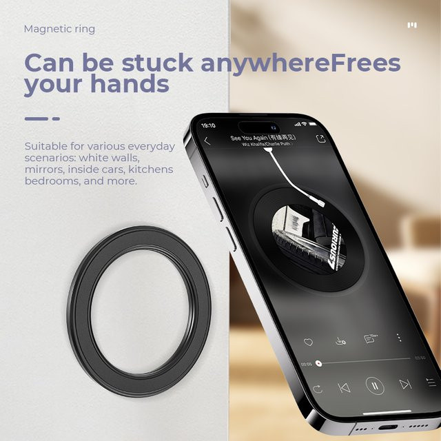 MagSafe Magnetische Ring Telefonhalterung in Blau für iPhone 15, Selbstklebende Handyhalterung für Wand und Auto Dashboard - Bild 1