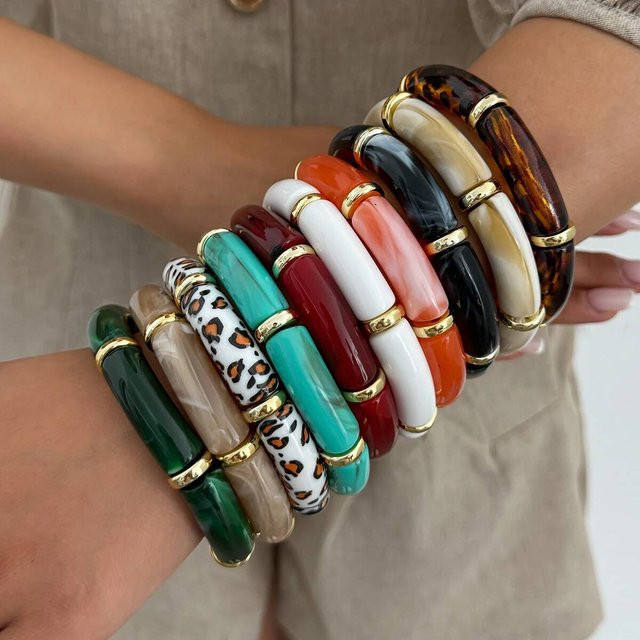 SHIXIN Armbänder Acryl, Vintage, Bunt, Damen - Bild 1