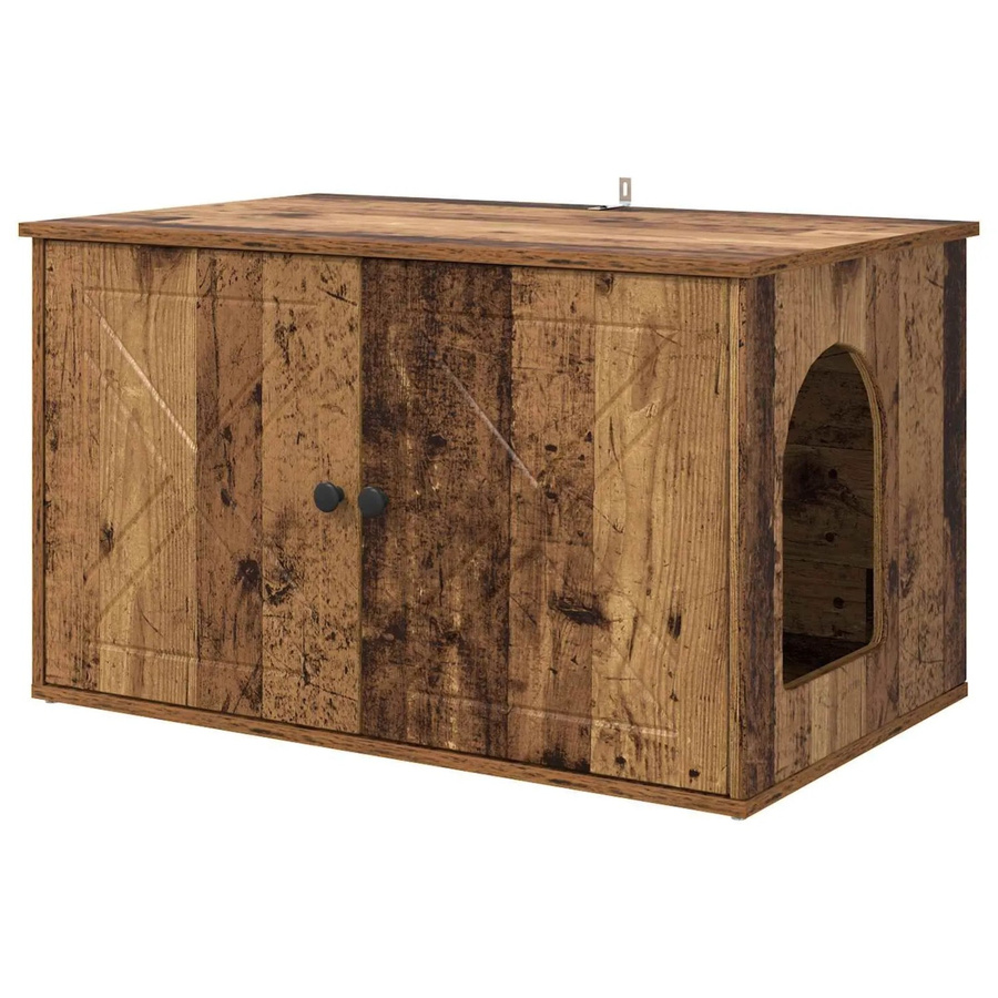 vidaXL Katzenhaus aus Altholz in Braun, B/T/H: 85 x 55 x 50 cm - Bild 2