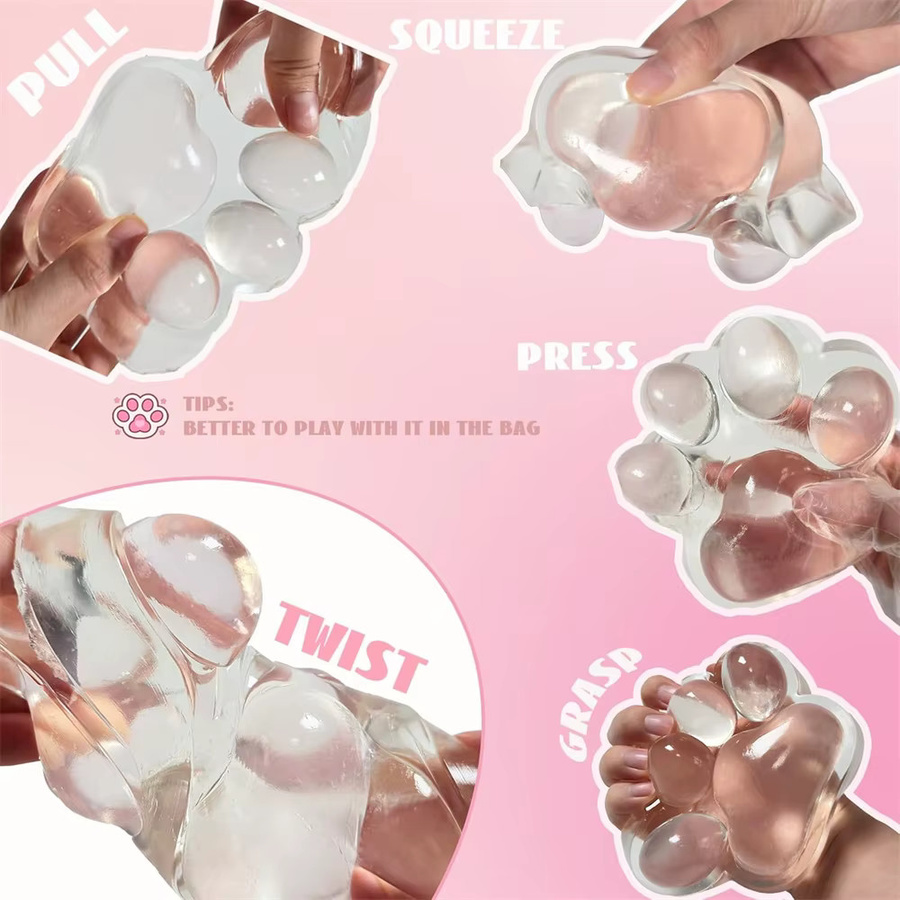 GSF Handgemachtes Katzenpfote Squishy Spielzeug in Transparent oder Schwarz als sensorisches Entspannungsspielzeug für Kinder und Erwachsene - Bild 2