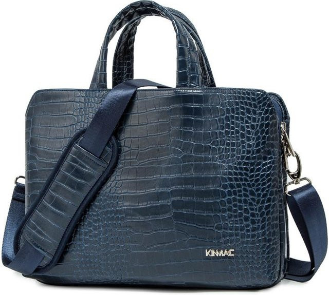 Laptoptasche für Damen von Weft in Blau mit Krokodilmuster aus Leder für 15,6 Zoll Laptops - Bild 1