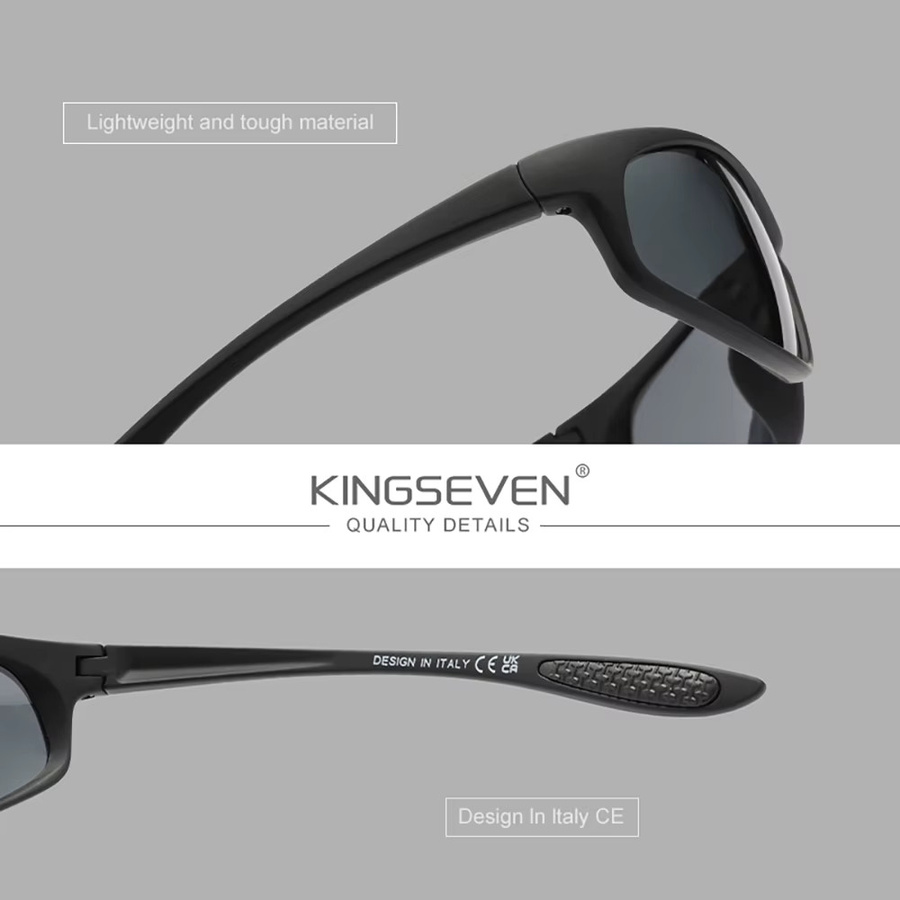 KINGSEVEN Sportsonnenbrille, Vollrand, Kunststoff, Schwarz, Unisex - Bild 2