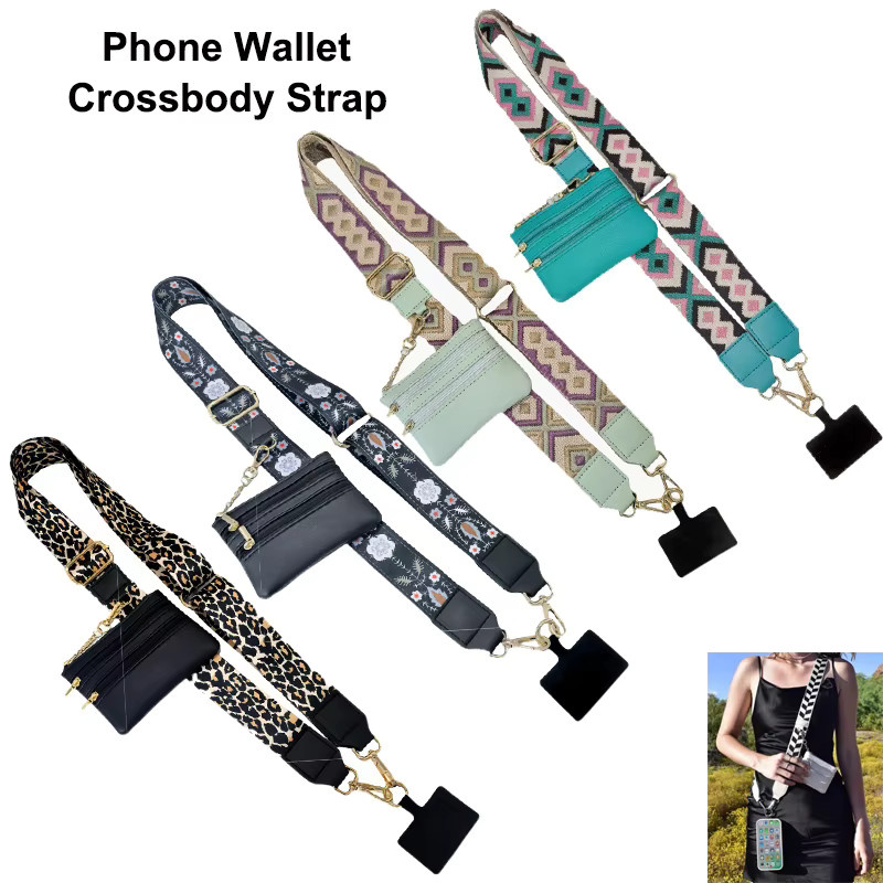 Riggler Umhängetasche mit Handy-Lanyard und Reißverschluss, verstellbarer Telefon-Gurt mit integrierter Brieftasche, multicolour - Bild 1