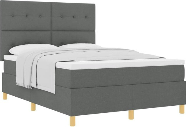 vidaXL Boxspringbett mit Matratze und Taschenfederkern in Grau, B/T/H: 160 x 200 x 28 cm - Bild 1