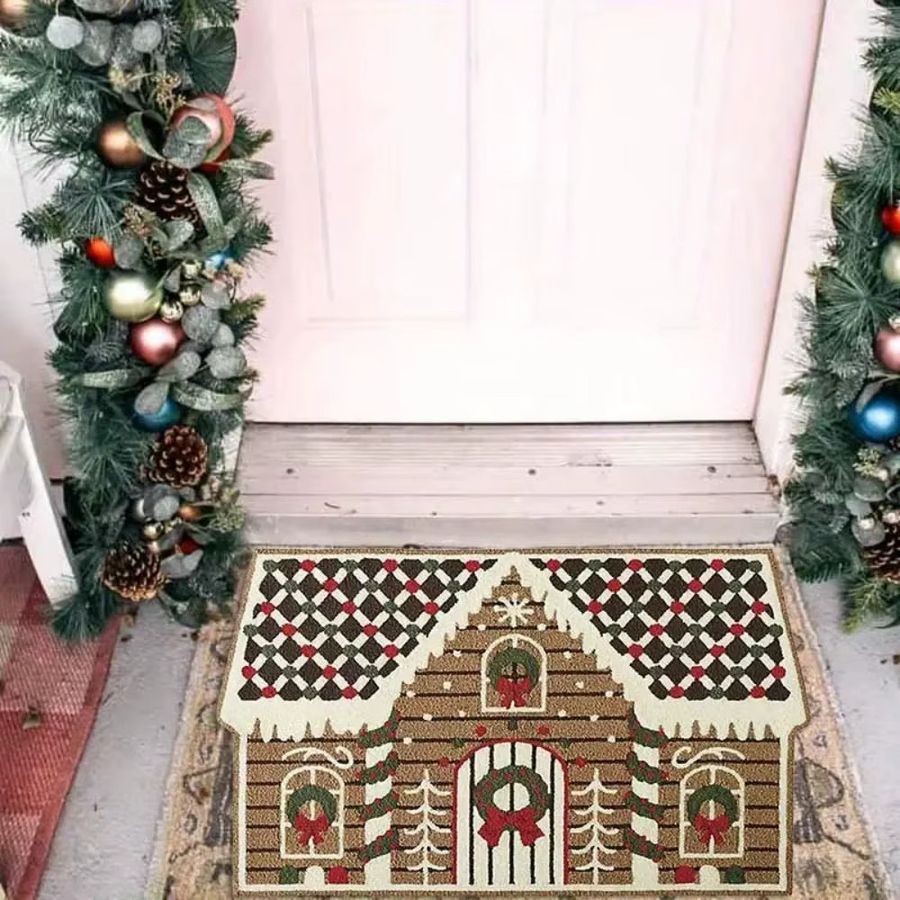 VIKAMA Weihnachtshaus Fußmatte für den Innen- und Außenbereich, rutschfeste Weihnachtsdekoration - Bild 2