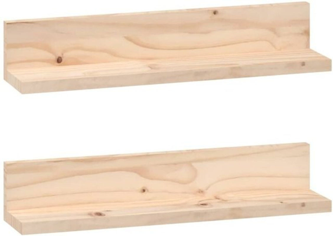 2er Set Wandregale aus Massivholz Kiefer von vidaxl in Natur Braun, B: 50 cm, H: 11 cm, T: 9 cm - Bild 1