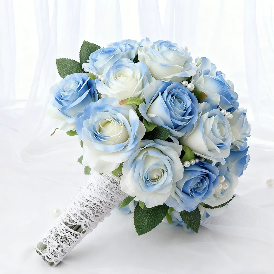 10 Stück künstliche blaue Rosen aus Seide für Hochzeiten, Valentinstag und DIY-Dekoration - Bild 4