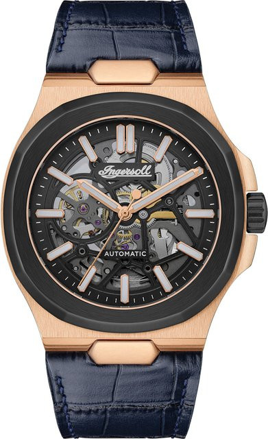 Ingersoll Automatik Herrenuhr, Edelstahl, Leder, Schwarz, 44 mm, 5 ATM - Bild 1