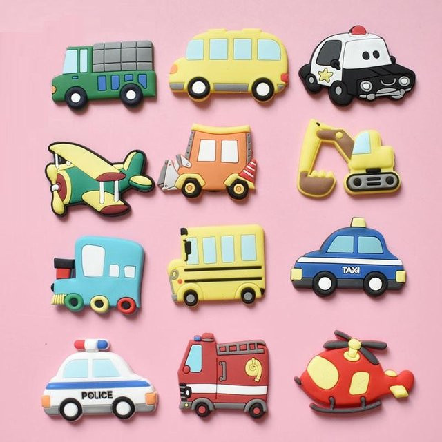 12er Set lustige Kühlschrankmagnete für Kinder mit Cartoon-Fahrzeugen in Multicolour - Bild 1