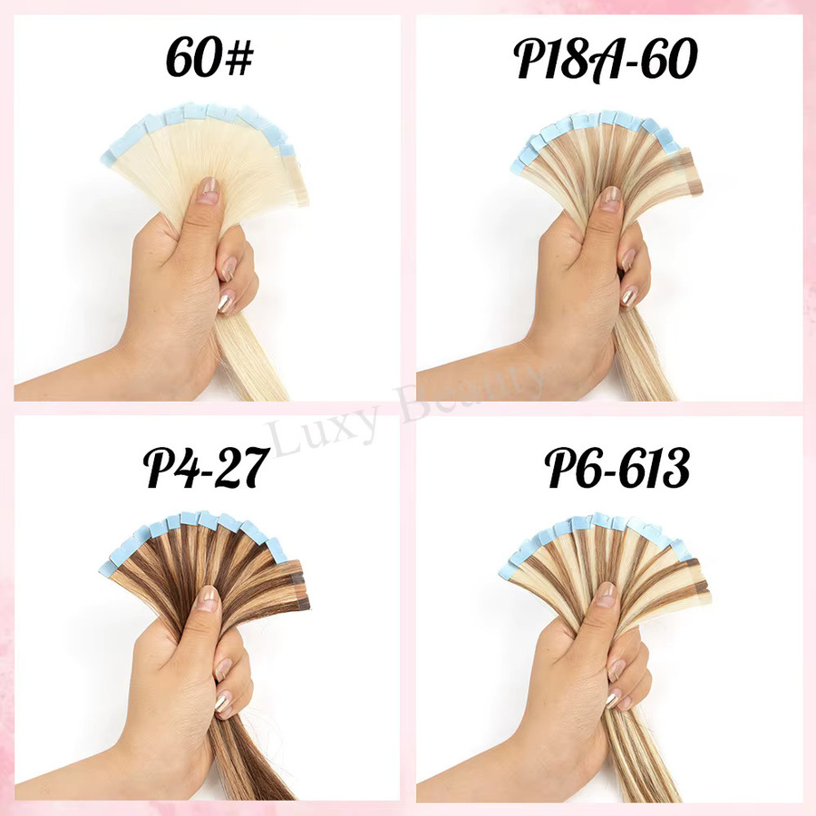 Luxy Beauty Tape-in-Echthaarverlängerungen, blonde, gerade, 10 Stück/Set - Bild 3