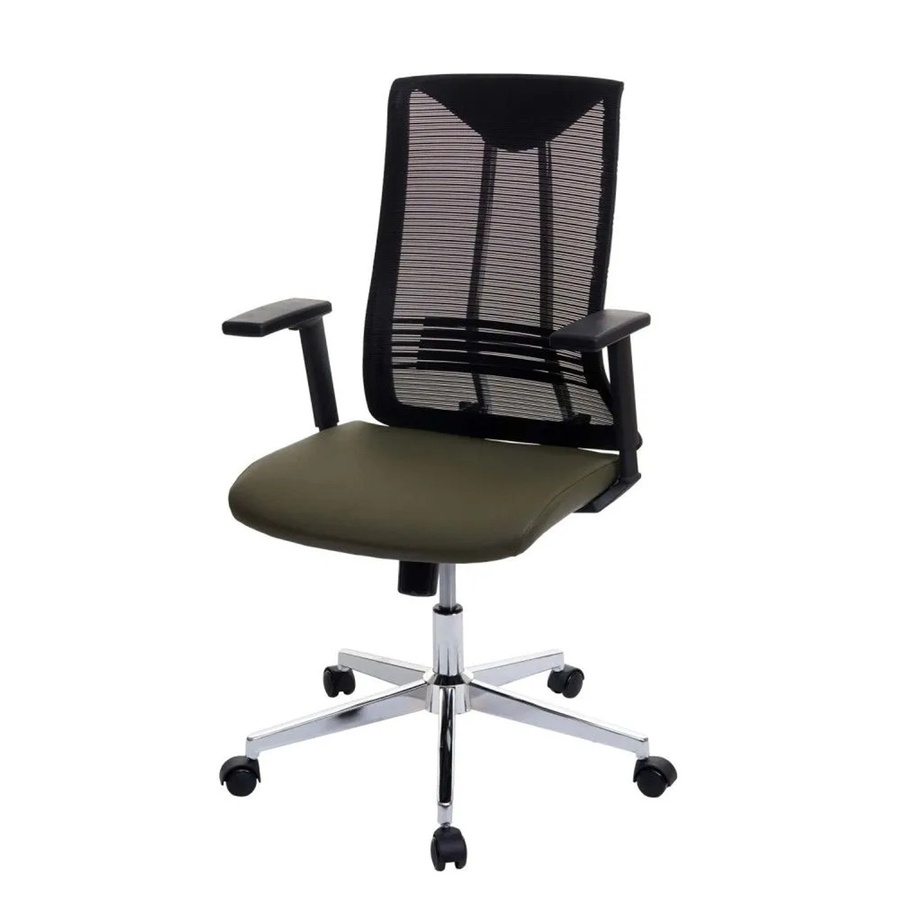 Ergonomischer Bürostuhl MCW J53 in Olivgrün mit Kunstleder, Kopfstütze und Armlehnen, B/T/H: 65 x 66 x 120 cm - Bild 3