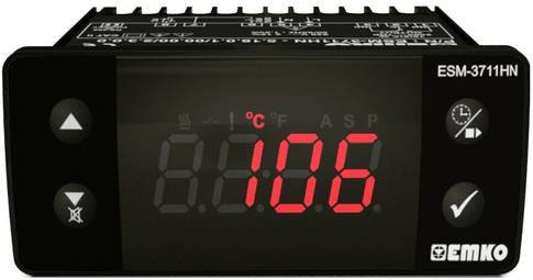 Emko ESM-3711-HN.5.11.0.1/00.00/1.0.0.0 2-Punkt-Temperaturregler Pt100 Schwarz, Messbereich -50 bis 400°C, Relais 16A, B/T/H: 76 x 65 x 35 mm - Bild 1