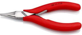 Knipex Elektronik-Greifzange mit durchgestecktem Gelenk und rutschhemmenden Kunststoff-Hüllen, Rot, 115 mm - Bild 1