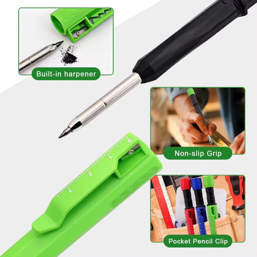 JOMPENS Zimmermannsbleistift mit 2,8mm Tiefloch-Spitze und Skala in Orange - Bild 4