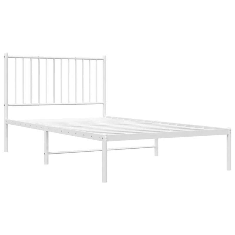 Vidaxl Metall-Bettrahmen mit Kopfteil in Weiß, B: 100 cm, L: 190 cm - Bild 2