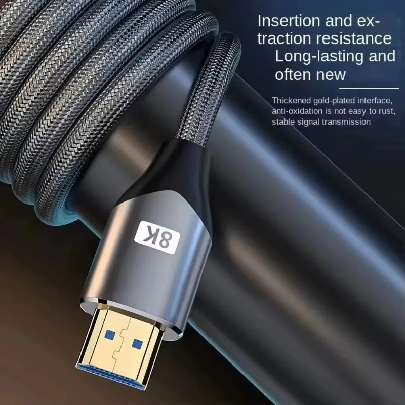 MINGCVIL HDMI 2.1 Kabel mit 48Gbps für 8K 60Hz und 4K 120Hz, HDR und 3D-Video, Schwarz - Bild 2