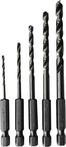 Connex Spiralbohrer-Set aus Stahl mit 1/4 Zoll Sechskant in Silber, Durchmesser: 2 mm, 3 mm, 4 mm, 5 mm und 6 mm - Bild 1