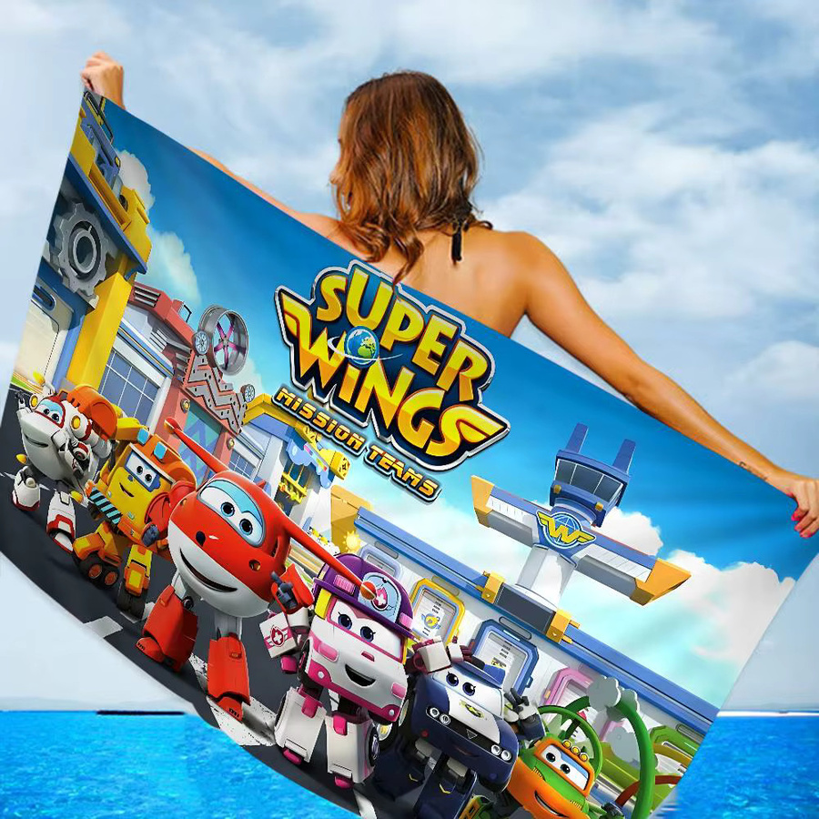 Potdemiel Super Wings Cartoon Mikrofaser-Strandtuch für Kinder, schnelltrocknendes Handtuch in Multicolour - Bild 2