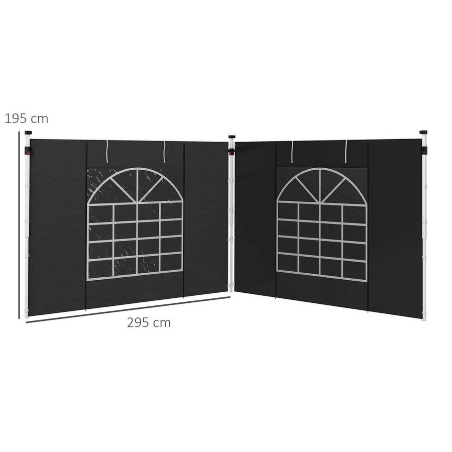 Outsunny Pavillon Seitenteile aus Polyester in Schwarz, B/H: 295 x 195 cm - Bild 2