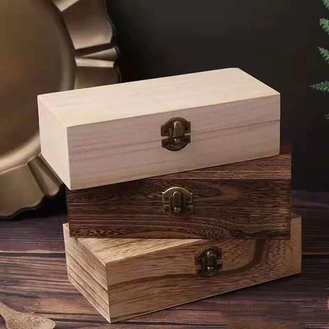 Retro Schmuckaufbewahrungsbox aus Holz in Braun und Weiß mit Schloss als Vintage Desktop-Organizer für Halsketten, Armbänder und Ringe, B/T/H: 10,0 x 6,0 x 0,0 cm - Bild 1