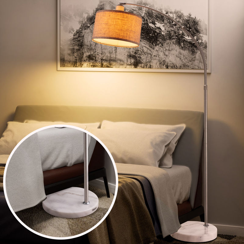 MONZANA Bogenlampe Grau mit Marmorsockel und verstellbarer Höhe - Bild 2