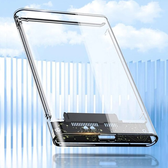 Congdi Externes Festplattengehäuse SATA zu USB 3.1 Typ C für 2,5 Zoll HDD und SSD, Transparent, bis 4 TB, UASP Unterstützung - Bild 1