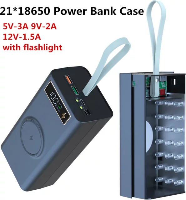 NVPONE DIY 18650 Powerbank Bausatz mit 22,5 W Schnellladegerät in Schwarz - Bild 1