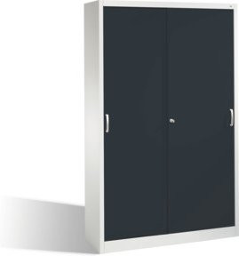 C+P Aktenschrank Acurado mit Schiebetüren, 5 Ordnerhöhen, Korpus Lichtgrau und Front Schwarzgrau, H x B x T: 195 x 120 x 40 cm - Bild 1