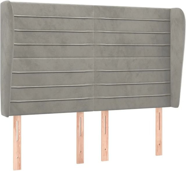 vidaXL Kopfteil mit Ohren in Hellgrau aus Samt, B/T/H: 147 x 23 x 118 cm - Bild 1