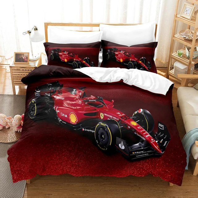 Formel-Rennwagen Bettwäscheset mit 3D-Motiv für Kinder, rot, B/H: 140 x 210 cm - Bild 1