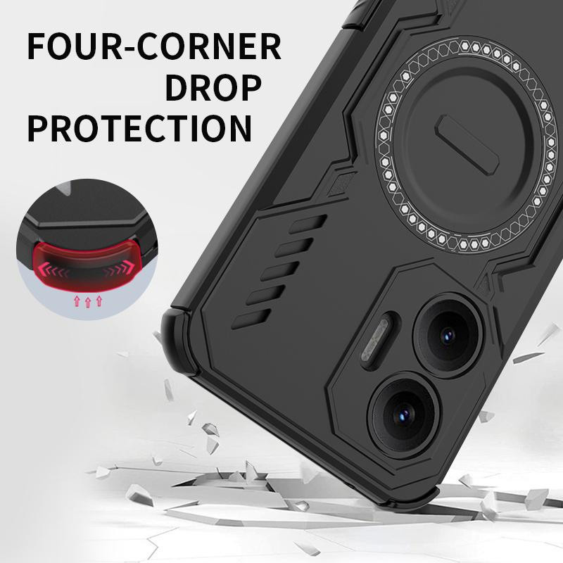 Armor Robustes Case für Xiaomi POCO M7 Pro, Magnetische Stoßfeste Schutzhülle aus PC und TPU, Transparent/Schwarz - Bild 2