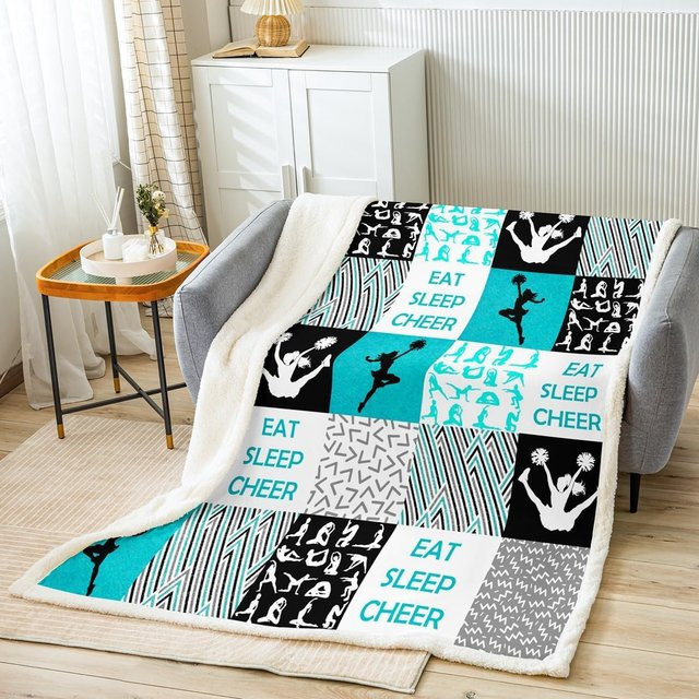 Feelyou Cheer Sherpa-Überwurfdecke aus flauschigem Plüsch in Blaugrün, B/H: 101 x 127 cm - Bild 1