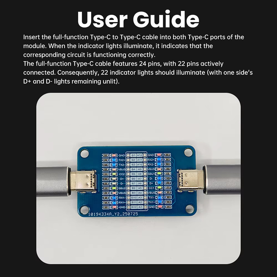 Gaqqee USB-C Datenkabel-Tester Typ C zu Typ C Durchgangsprüfer für 24-Pin Schnellladekabel in Blau - Bild 3