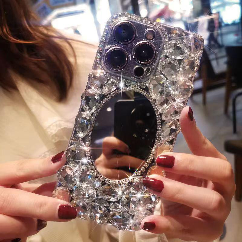 Glitzer Spiegel Handyhülle für Samsung Galaxy S26 Ultra S25 FE S24 S23 Plus S22 A55 A15 A14 A36 A56 A33 A37 A16 A26 A34 A54 A35 in Silber - Bild 3